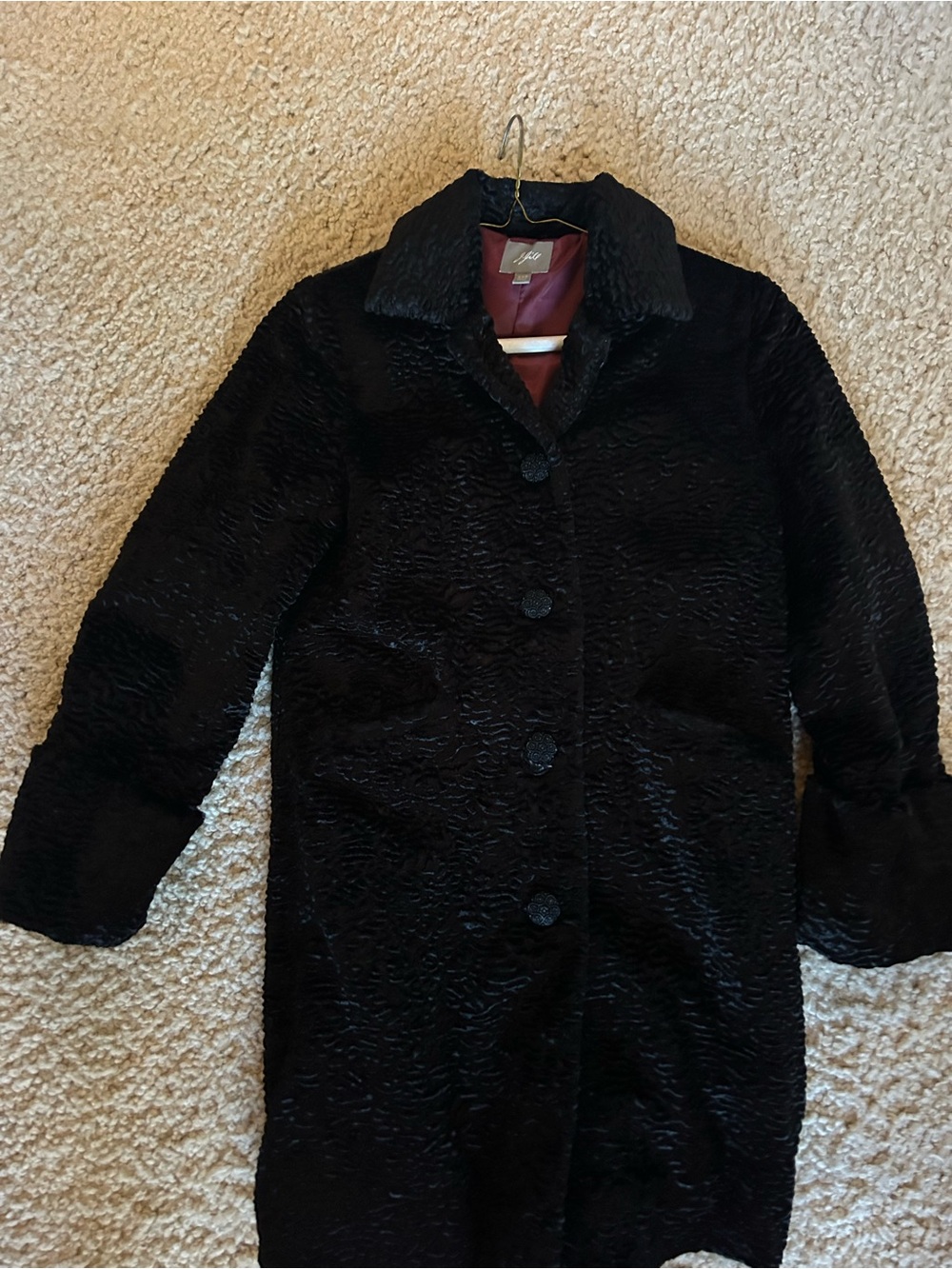 J Jill Black Faux Fur Swing Coat - Women's